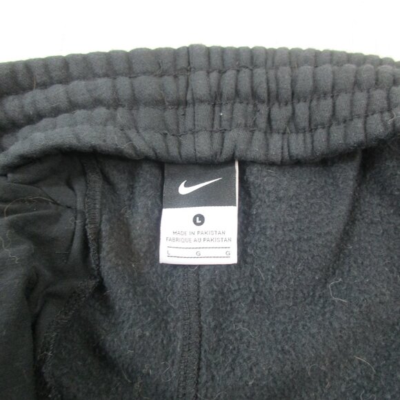 Nike Jogger Mens Large Black Fleece Lined Sports Pants Swoosh Logo Drawstring - Picture 6 of 7